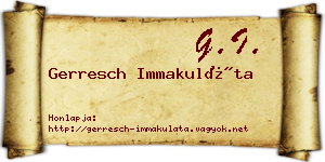 Gerresch Immakuláta névjegykártya